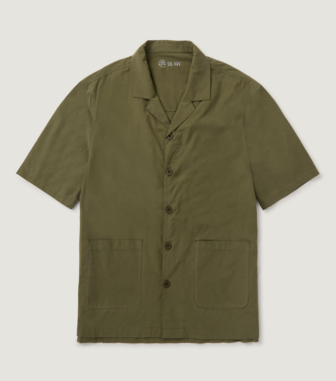 Cotton Camp Collar Shirt Army - BLAW