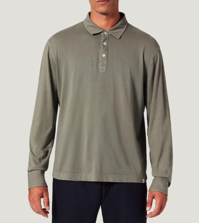 Polo Long Sleeve Brushed Jersey 160gr Green Olive - BLAW