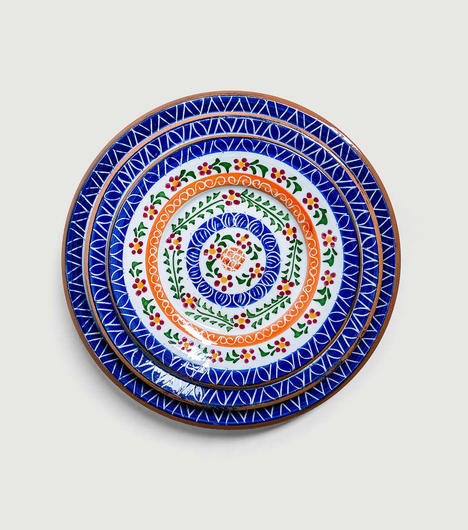 Handmade Medium Plate 20ø Naranja/Azul - Rien de Rien