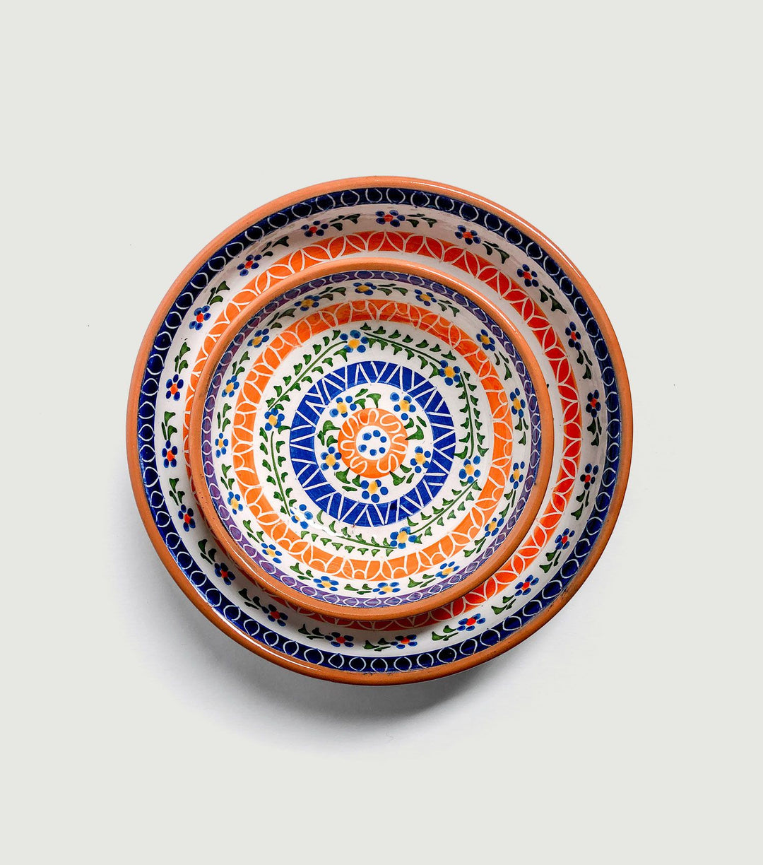 Handmade Small Platter 16ø Naranja/Azul - Rien de Rien
